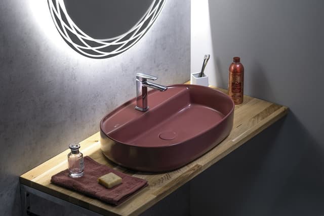INFINITY OVAL umywalka ceramiczna nablatowa, 60x40cm, maroon red mat