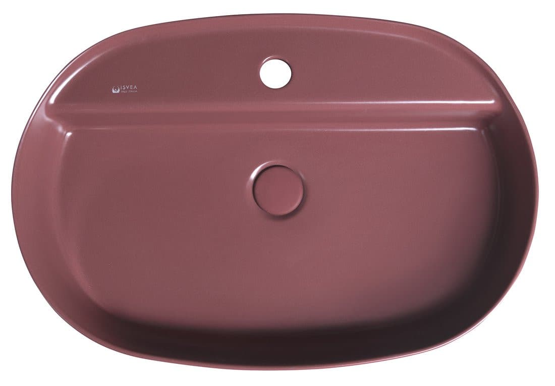 INFINITY OVAL umywalka ceramiczna nablatowa, 60x40cm, maroon red mat