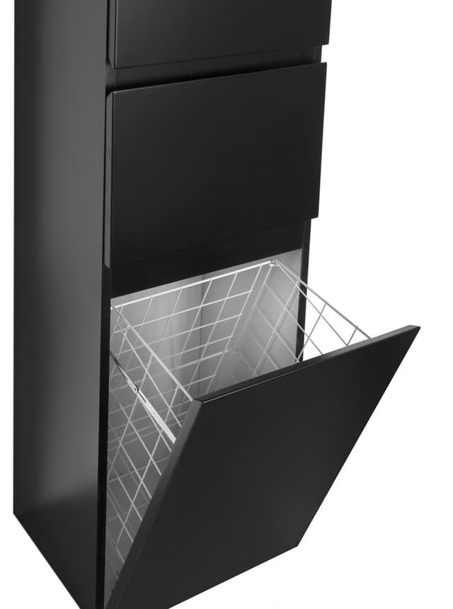 ALTAIR słupek wysoki z koszem na bieliznę 40x184x31cm, lewy, czarny mat