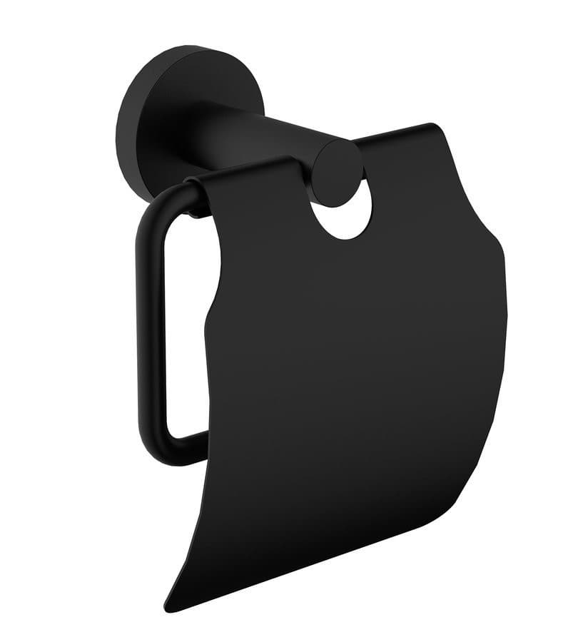 X-ROUND BLACK wieszak na papier toaletowy, z klapką, czarny mat