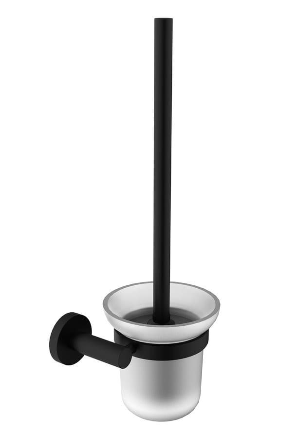 X-ROUND BLACK wisząca szczotka do WC, szkło mleczne, czarny mat