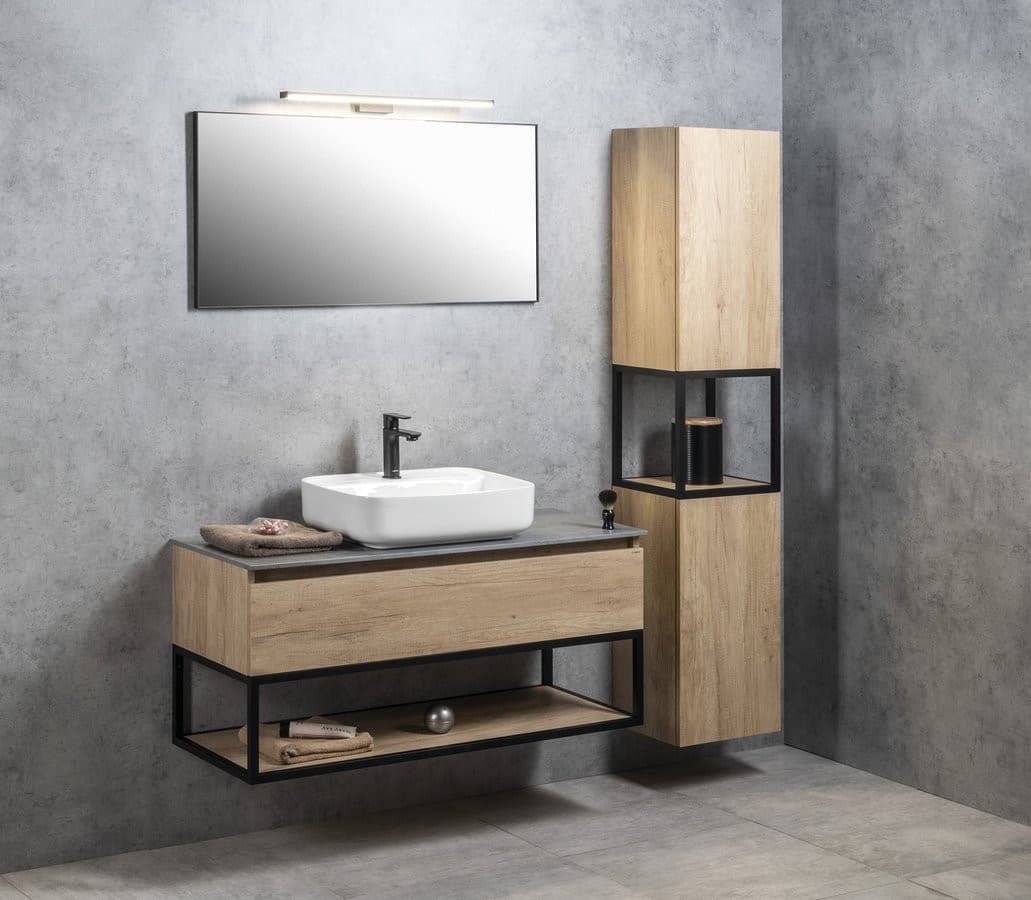 SKARA słupek wysoki 35x171x32cm, 2 drzwiczki, lewy/prawy, czarny mat/dąb Alabama