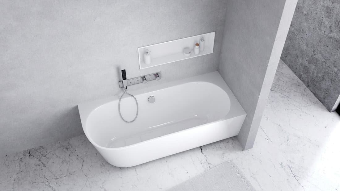 SUSSI R wanna przyścienna, narożna, kompozyt, 150x70x49,5cm, biały