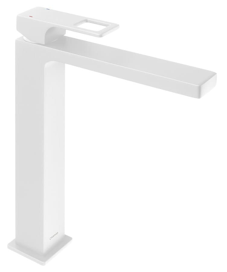 FORATA bateria umywalkowa wysoka z przedłużoną wylewką, biały mat