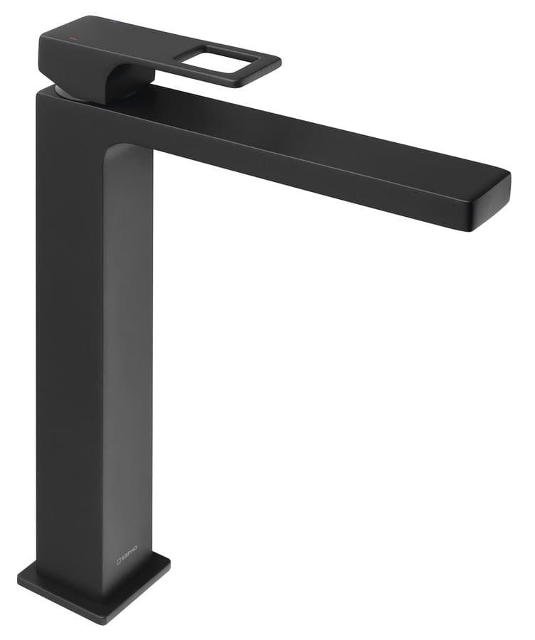 FORATA bateria umywalkowa wysoka z przedłużoną wylewką, czarny mat