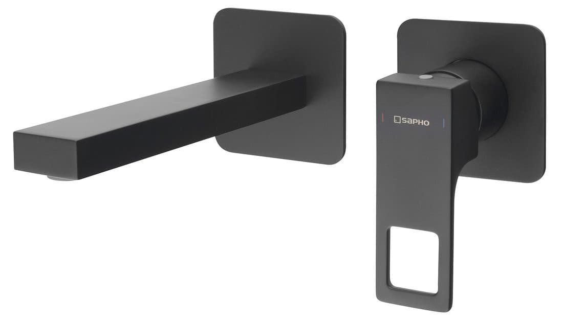 FORATA bateria umywalkowa podtynkowa, wylewka 18,5cm czarny mat