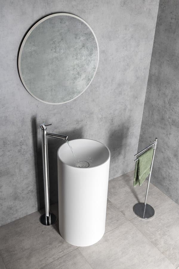 ALTONA umywalka wolnostojąca z pokrywą odpływu Ø 43,5x85cm, kompozyt, biały mat