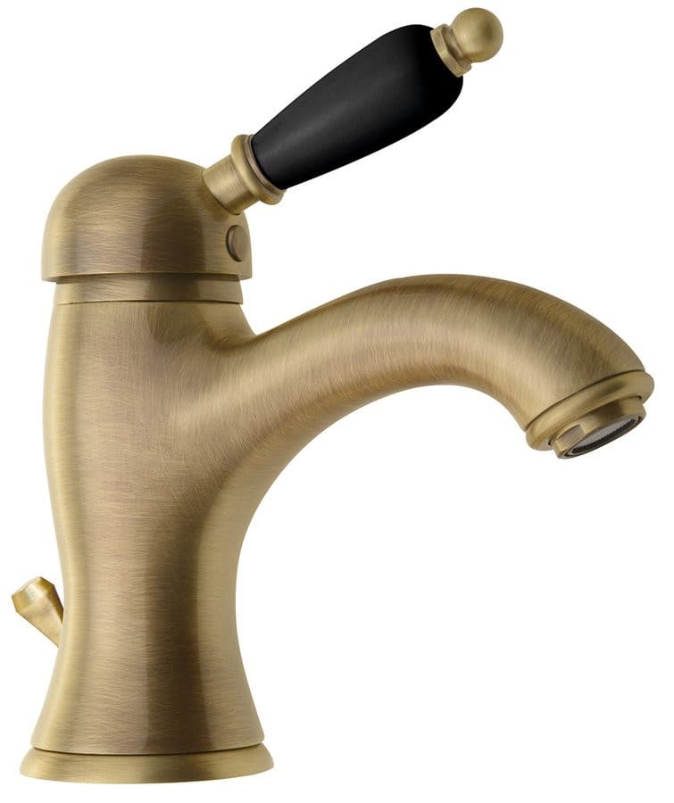 KIRKÉ BLACK bateria umywalkowa z odpływem, uchwyt czarny, brąz