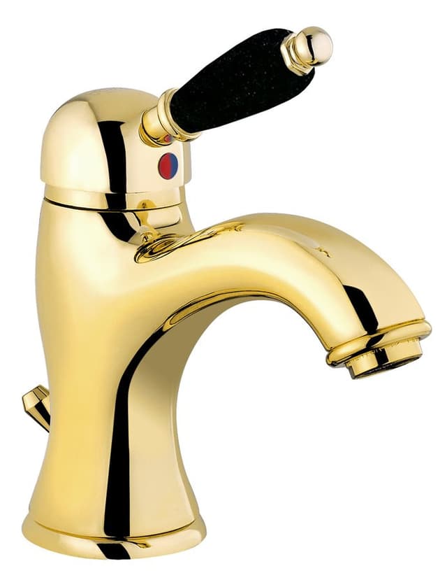 KIRKÉ BLACK bateria umywalkowa z odpływem, uchwyt czarny, złoto