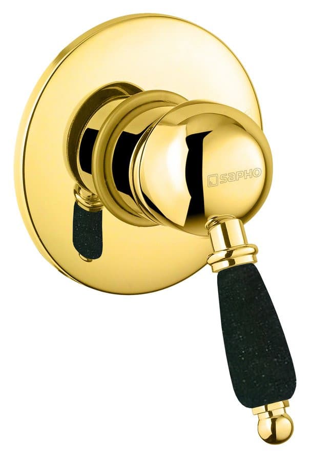 KIRKÉ BLACK bateria prysznicowa podtynkowa, 1 wyjście, uchwyt czarny, złoto