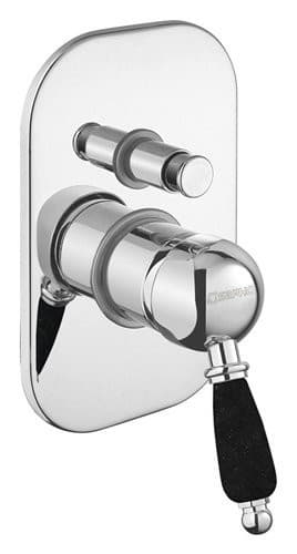 KIRKÉ BLACK bateria prysznicowa, podtynkowa, 2 wyjścia, uchwyt czarny, chrom