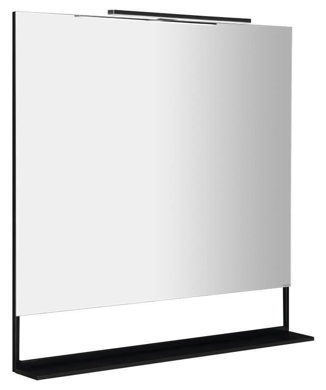 ERUPTA lustro z półką i LED oświetleniem 100x80cm, czarny mat
