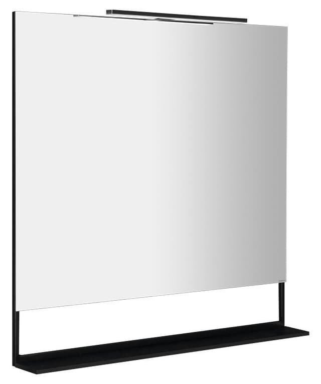 ERUPTA lustro z półką i LED oświetleniem 100x80cm, czarny mat