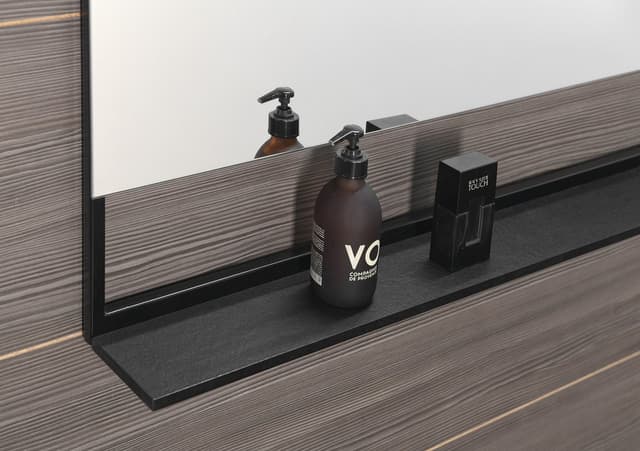 ERUPTA lustro z półką i LED oświetleniem 100x80cm, czarny mat