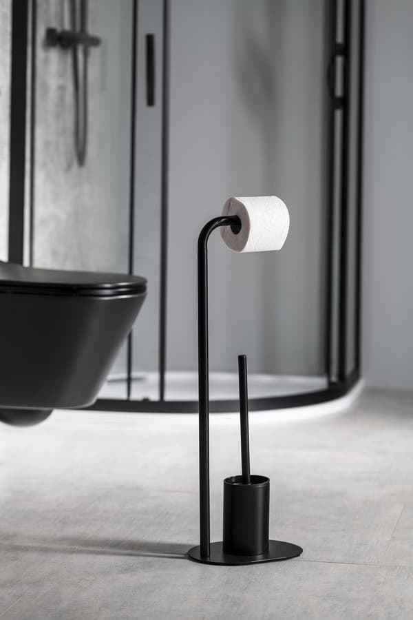 SAMBA stojak z wieszakiem na papier toaletowy oraz szczotką WC, czarny