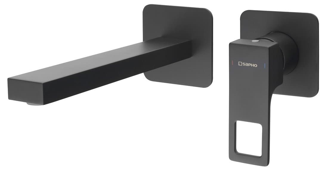 FORATA bateria umywalkowa podtynkowa, wylewka 21,5cm, czarny mat