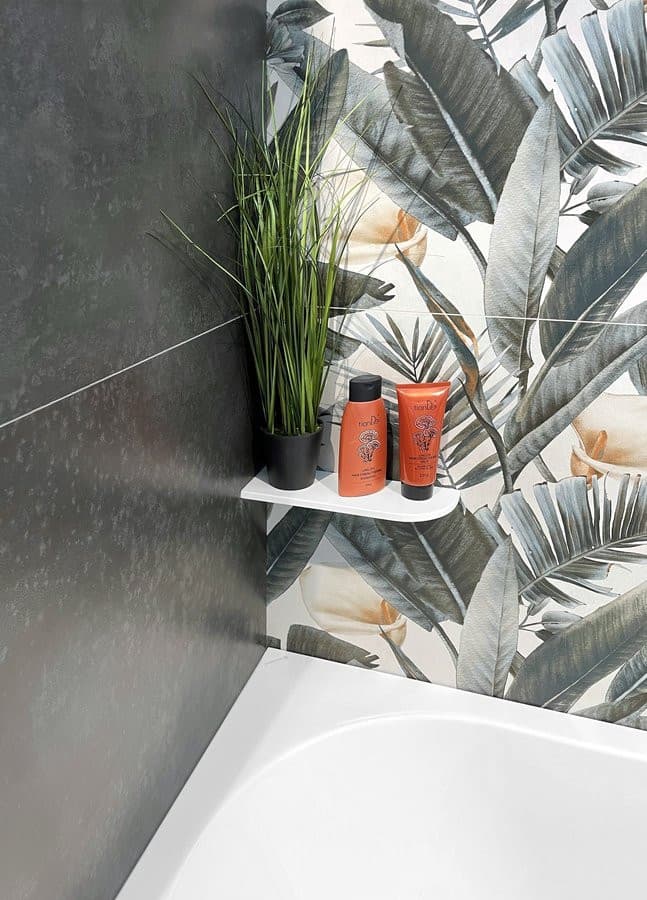 ABELINE półka narożna Rockstone 300x100mm, asymetryczna, biały mat