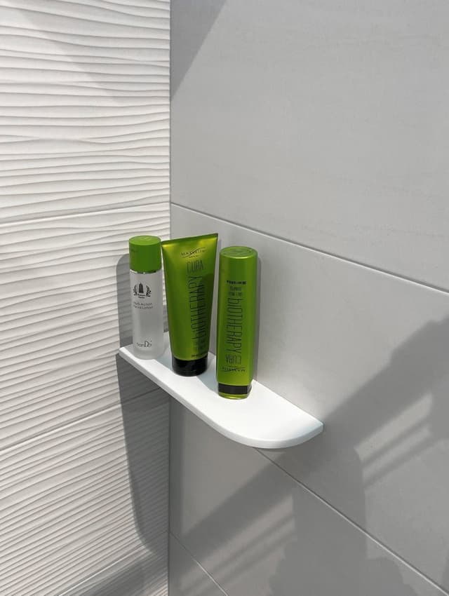 ABELINE półka narożna Rockstone 300x100mm, asymetryczna, biały mat