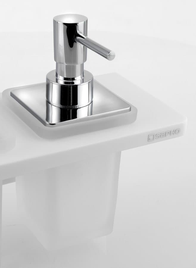 ABELINE półka, kubek + dozownik mydła/chrom, 500mm, Rockstone, biały mat