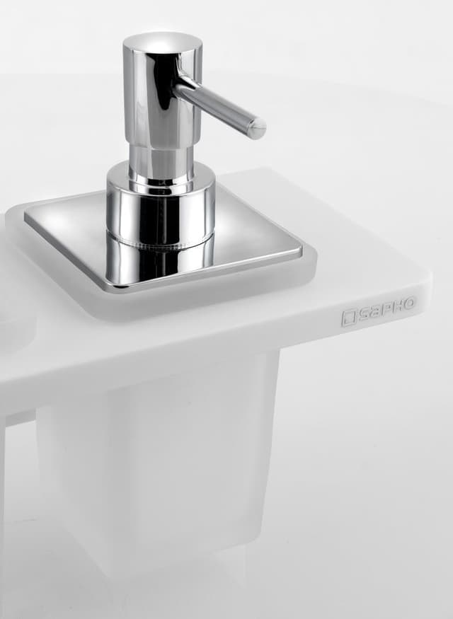 ABELINE półka, kubek + dozownik mydła/chrom, 500mm, Rockstone, biały mat