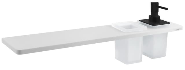 ABELINE półka, kubek + dozownik mydła/czarny, 500mm, Rockstone, biały mat