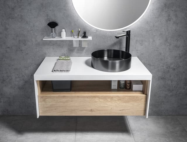 ABELINE półka, kubek + dozownik mydła/czarny, 500mm, Rockstone, biały mat