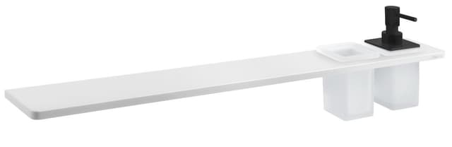 ABELINE półka, kubek + dozownik mydła/czarny, 800mm, Rockstone, biały mat