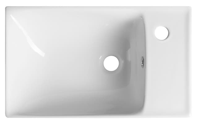 NUALI umywalka ceramiczna 50x30cm, bateria z prawej strony, biały