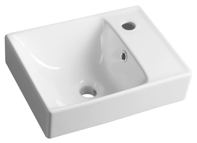 NUALI umywalka ceramiczna 40x30cm, bateria z prawej strony, biała