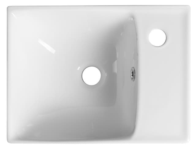 NUALI umywalka ceramiczna 40x30cm, bateria z prawej strony, biała
