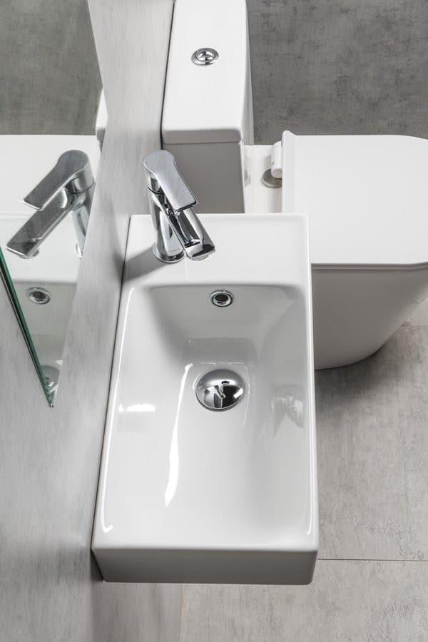 NUALI umywalka ceramiczna 50x25cm, bateria z prawej strony, biała