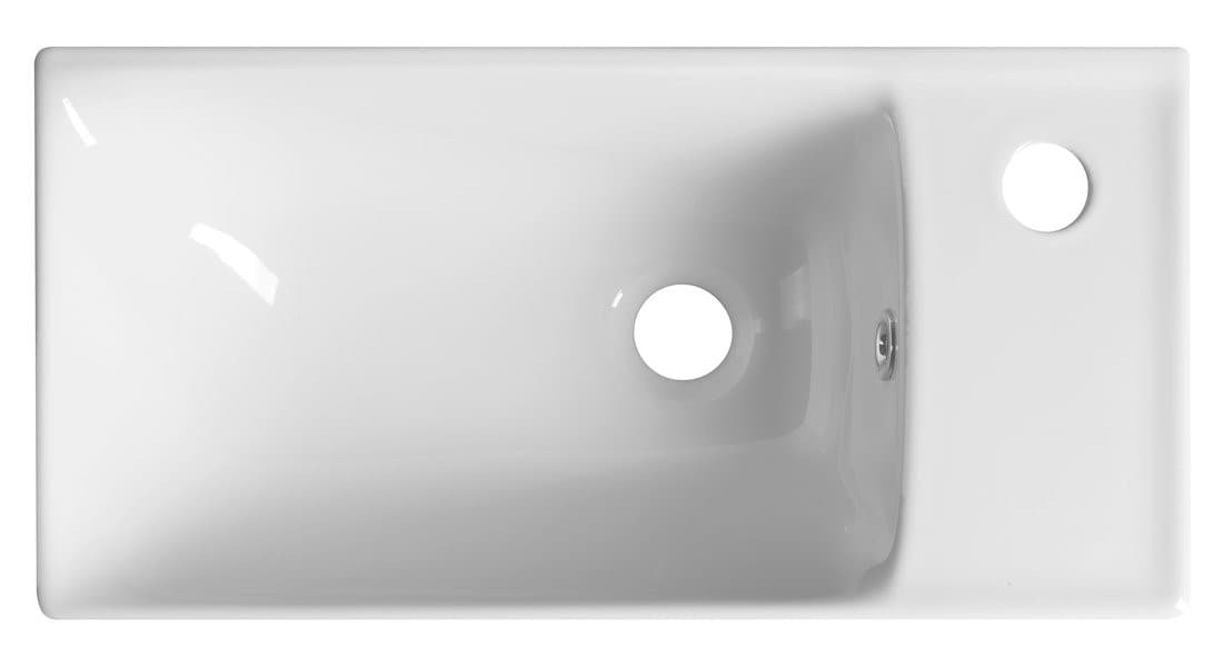 NUALI umywalka ceramiczna 50x25cm, bateria z prawej strony, biała