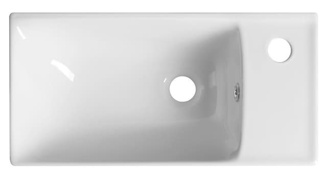 NUALI umywalka ceramiczna 50x25cm, bateria z prawej strony, biała