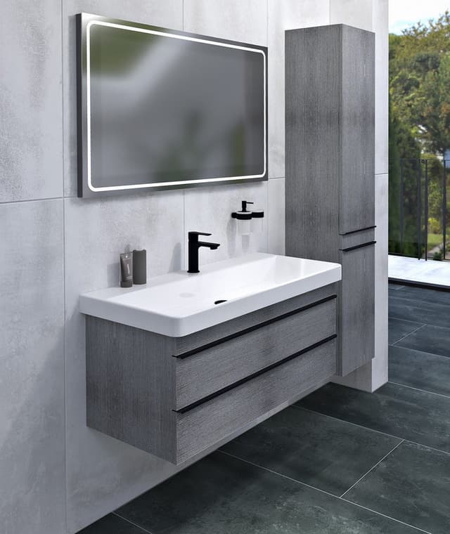 SITIA szafka umywalkowa 101,4x50x44,2cm, 2 szuflady, dąb srebrny