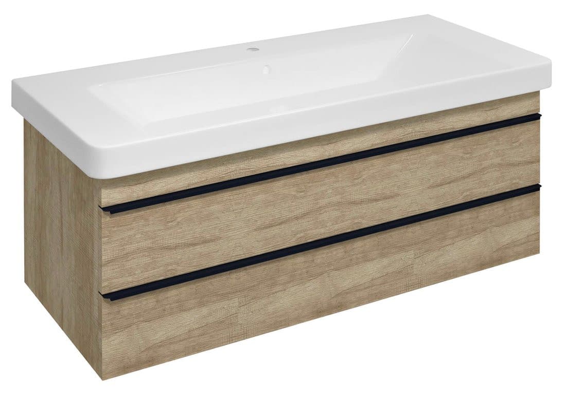 SITIA szafka umywalkowa 101,4x50x44,2cm, 2 szuflady, dąb Alabama