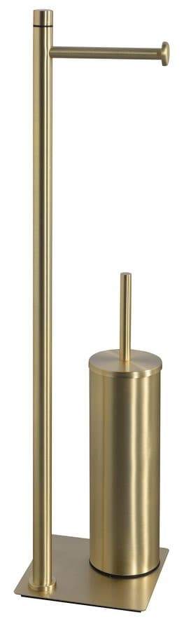 TRILLY Stojak z wieszakiem na papier toaletowy oraz szczotką WC, złoty szczotkowany