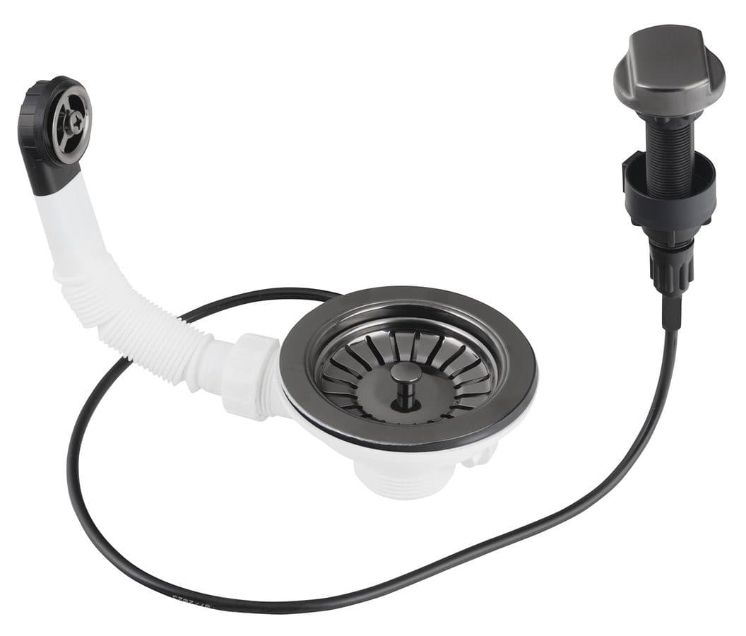 Spustowe stal nierdzewna zlewozmywakowe 6/4" z przelewem i regulacją, gun metal