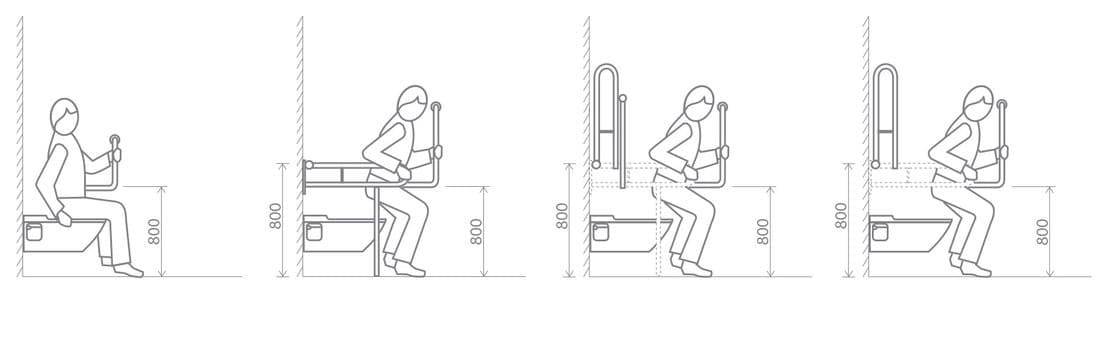 HANDICAP poręcz z nogą podporową 600mm, stal nierdzewna polerowana