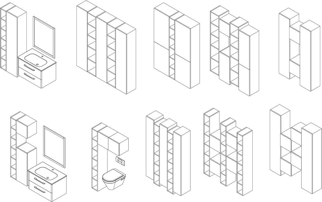ESPACE słupek wysoki, otwarty z półkami, 20x172x32cm, dąb Alabama