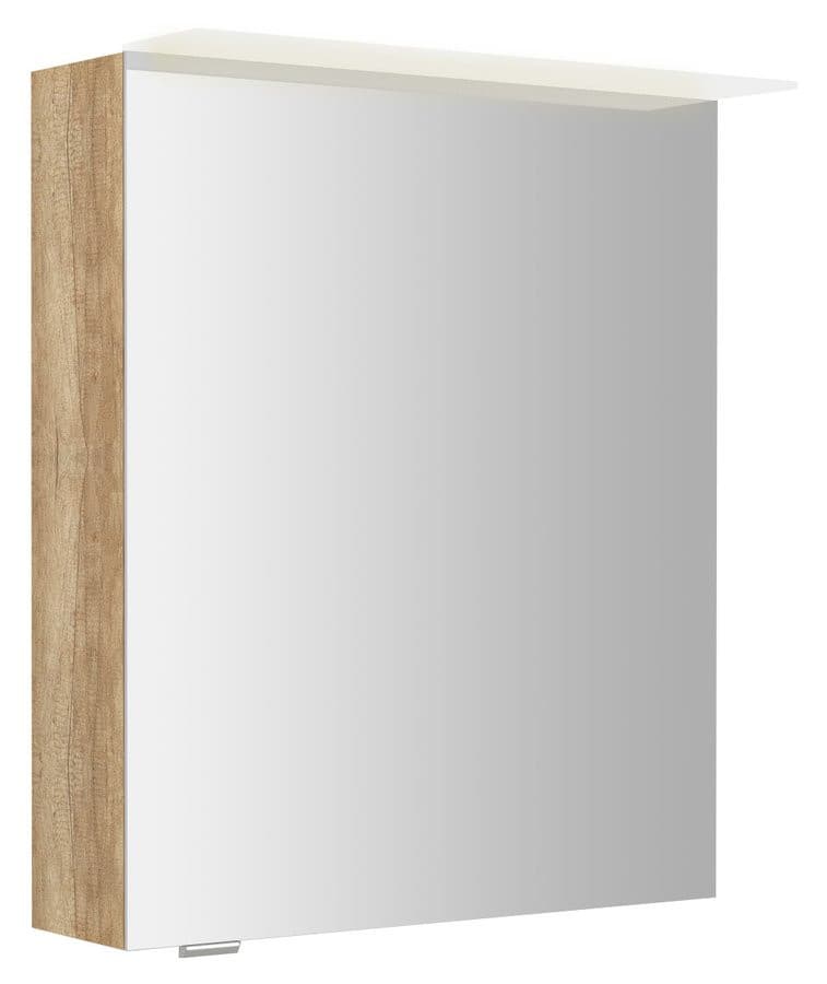 LINEX szafka z lustrem, oświetlenie LED, 60x70x15cm, lewa/prawa, dąb Alabama