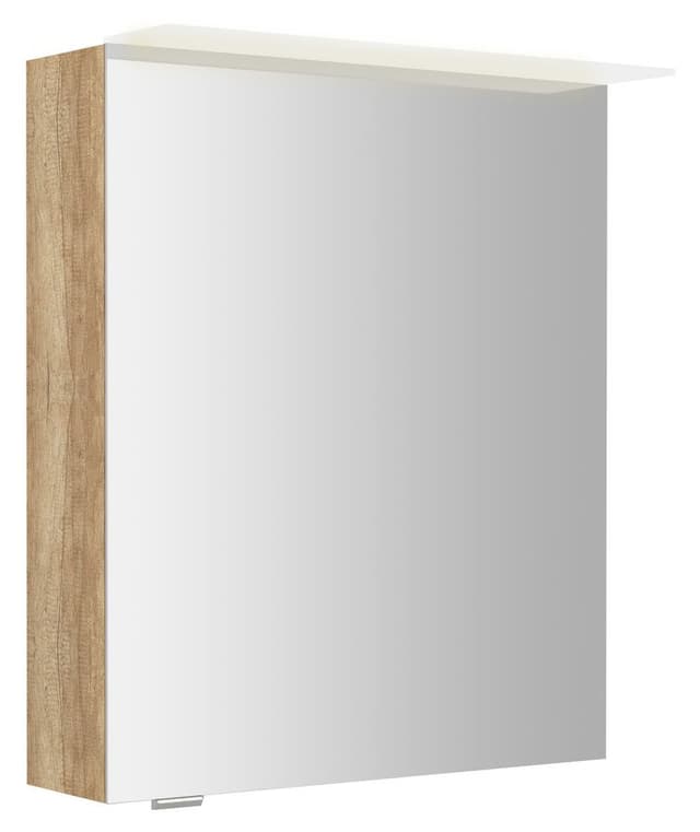 LINEX szafka z lustrem, oświetlenie LED, 60x70x15cm, lewa/prawa, dąb Alabama