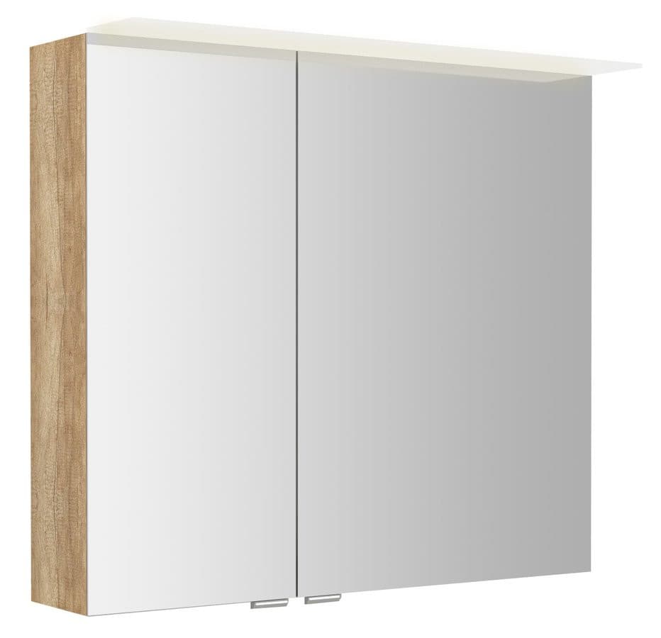 LINEX szafka z lustrem, oświetlenie LED, 80x70x15cm, dąb Alabama