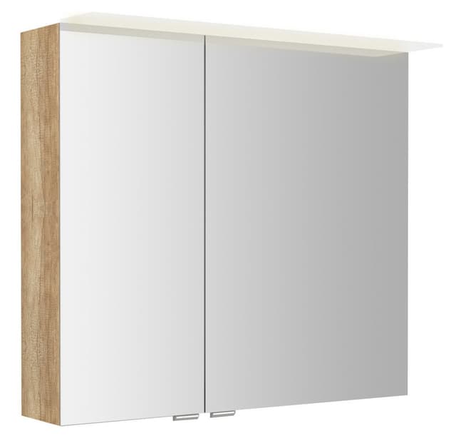 LINEX szafka z lustrem, oświetlenie LED, 80x70x15cm, dąb Alabama