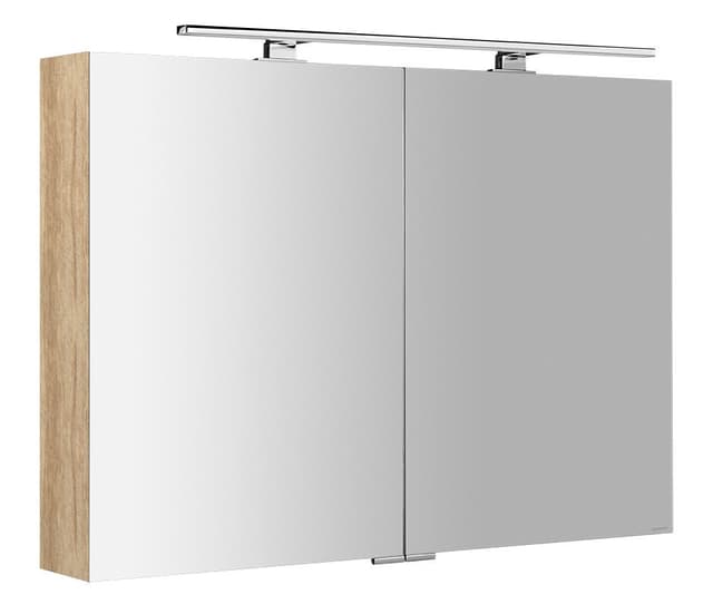 MIRRÓ szafka z lustrem z oświetleniem LED, 100x70x16cm, dąb Alabama