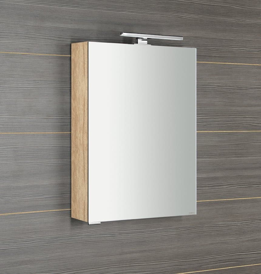 MIRRÓ szafka z lustrem, oświetlenie LED, 50x70x16cm, lewa/prawa, dąb Alabama