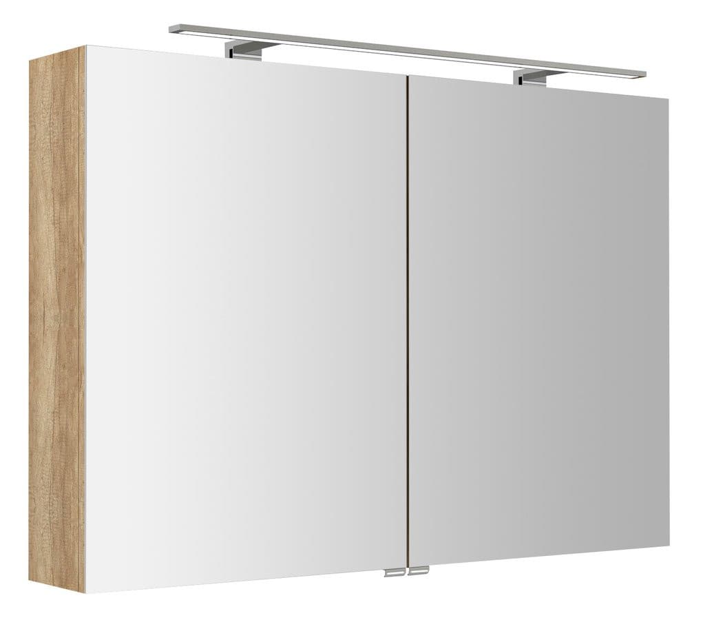 RIWA szafka z lustrem, oświetlenie LED, 101x70x17cm, dąb Alabama
