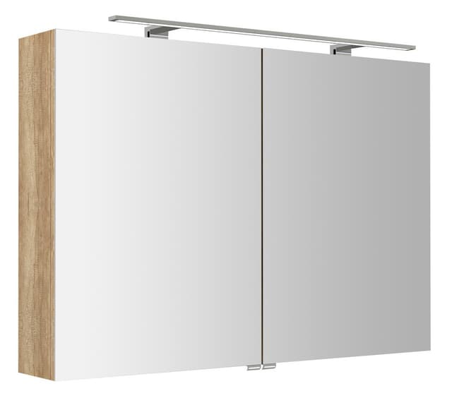 RIWA szafka z lustrem, oświetlenie LED, 101x70x17cm, dąb Alabama