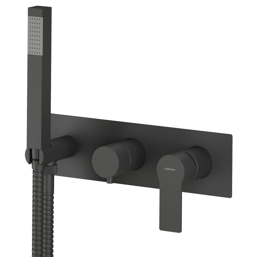 PAX podtynkowa bateria prysznicowa/wannowa, 3 funkcje, czarny mat