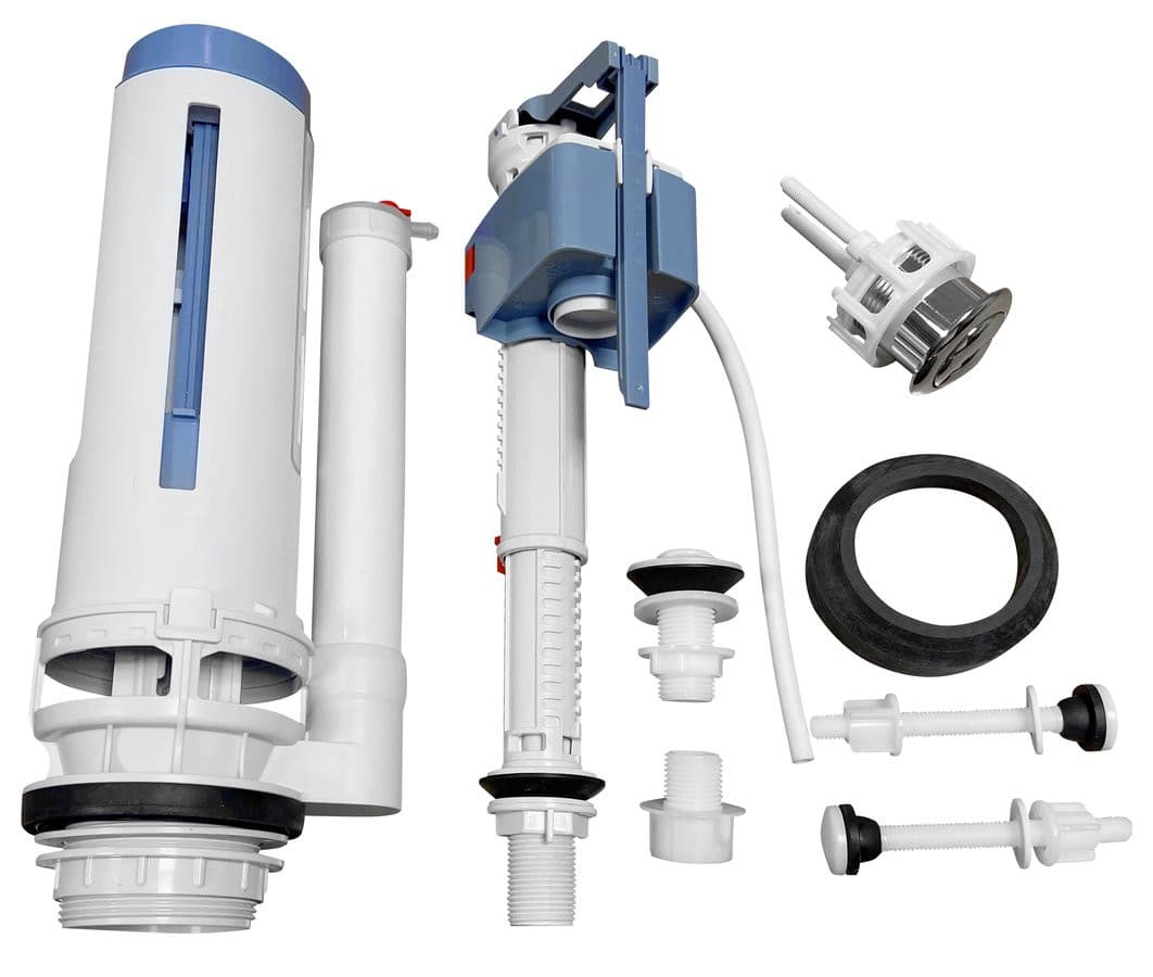 Mechanizm spłukujący z przyciskiem DUAL 49mm, napełnianie od dołu 1/2", czarny