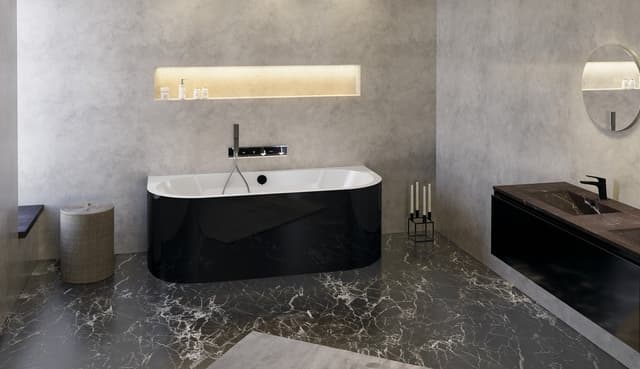 VIVA D MONOLITH wanna przyścienna stojąca 180x75x60cm, biały/czarny